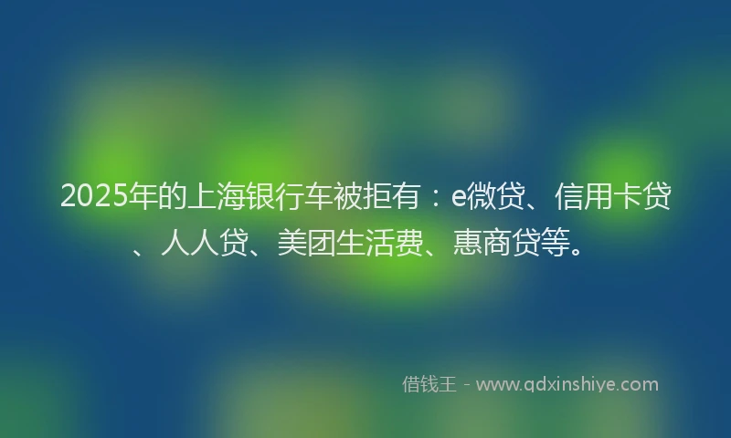 2025年的上海银行车被拒有：e微贷、信用卡贷、人人贷、美团生活费、惠商贷等。