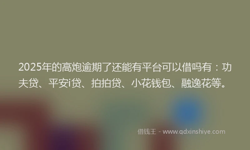 2025年的高炮逾期了还能有平台可以借吗有：功夫贷、平安i贷、拍拍贷、小花钱包、融逸花等。