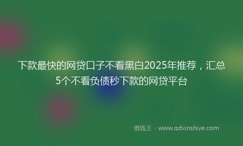 下款最快的网贷口子不看黑白2025年推荐，汇总5个不看负债秒下款的网贷平台