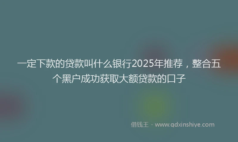 一定下款的贷款叫什么银行2025年推荐，整合五个黑户成功获取大额贷款的口子