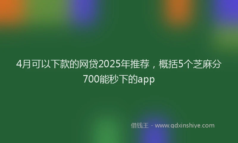 4月可以下款的网贷2025年推荐，概括5个芝麻分700能秒下的app