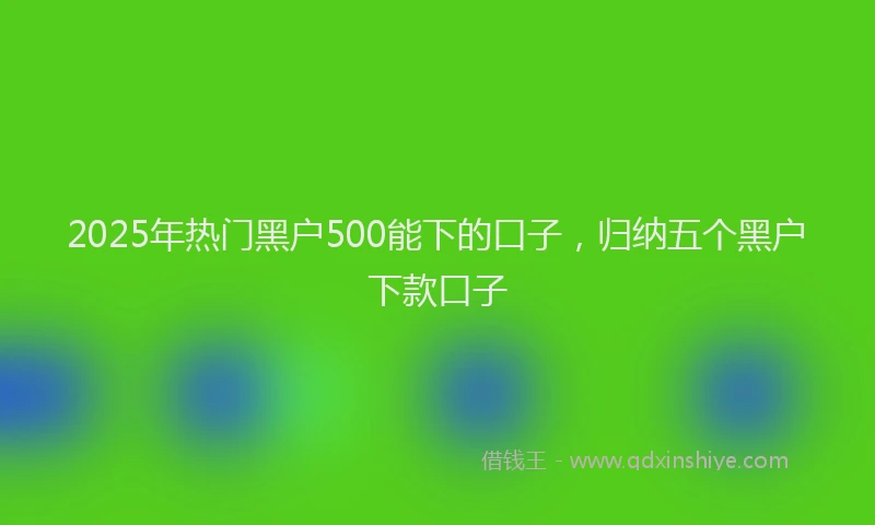 2025年热门黑户500能下的口子，归纳五个黑户下款口子