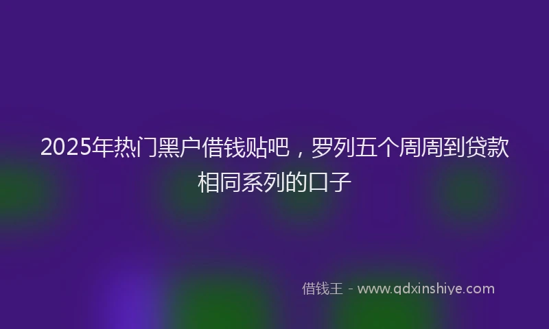 2025年热门黑户借钱贴吧，罗列五个周周到贷款相同系列的口子
