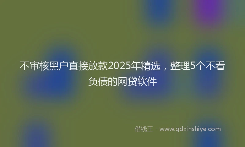 不审核黑户直接放款2025年精选，整理5个不看负债的网贷软件
