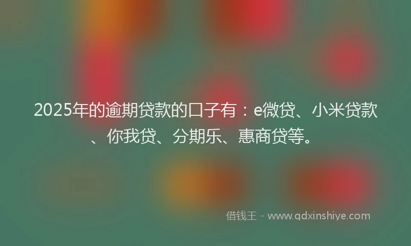 2025年的逾期贷款的口子有：e微贷、小米贷款、你我贷、分期乐、惠商贷等。