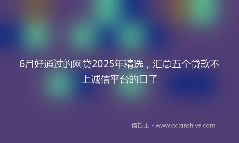6月好通过的网贷2025年精选，汇总五个贷款不上诚信平台的口子