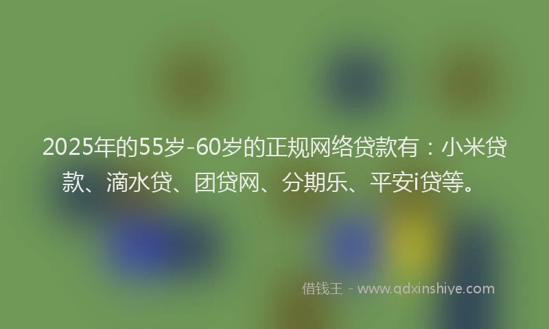 2025年的55岁-60岁的正规网络贷款有：小米贷款、滴水贷、团贷网、分期乐、平安i贷等。