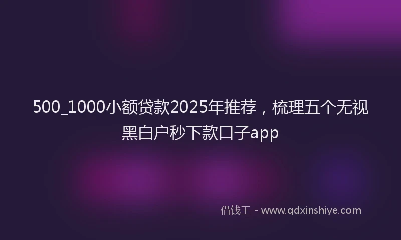 500_1000小额贷款2025年推荐，梳理五个无视黑白户秒下款口子app