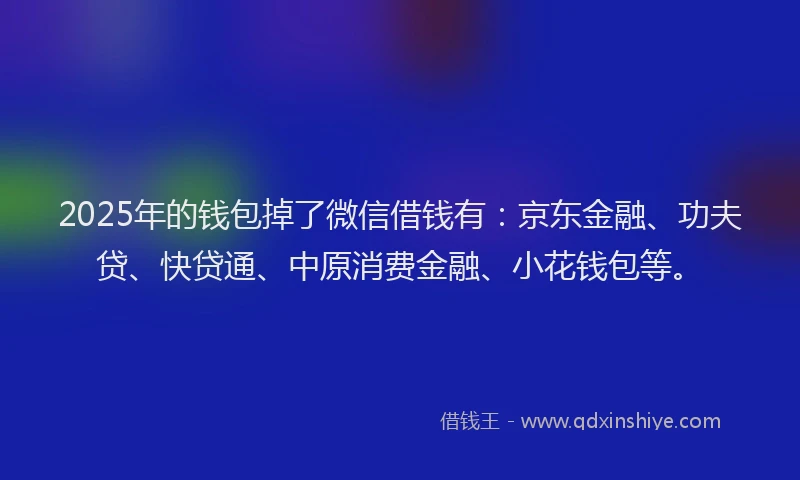 2025年的钱包掉了微信借钱有：京东金融、功夫贷、快贷通、中原消费金融、小花钱包等。