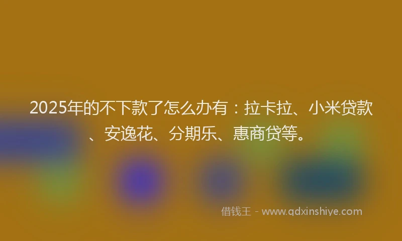 2025年的不下款了怎么办有：拉卡拉、小米贷款、安逸花、分期乐、惠商贷等。