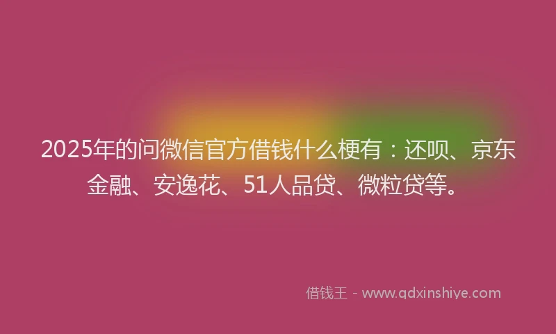 2025年的问微信官方借钱什么梗有：还呗、京东金融、安逸花、51人品贷、微粒贷等。