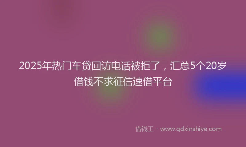 2025年热门车贷回访电话被拒了，汇总5个20岁借钱不求征信速借平台