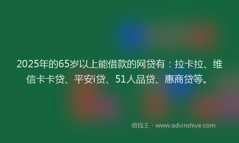2025年的65岁以上能借款的网贷有：拉卡拉、维信卡卡贷、平安i贷、51人品贷、惠商贷等。