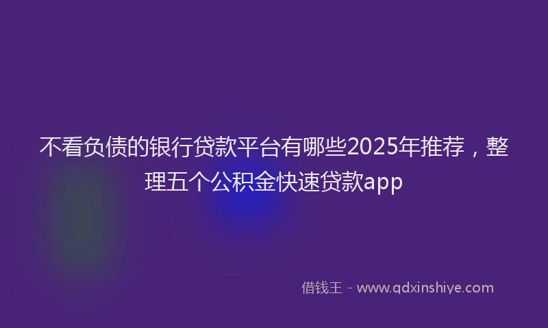 不看负债的银行贷款平台有哪些2025年推荐，整理五个公积金快速贷款app