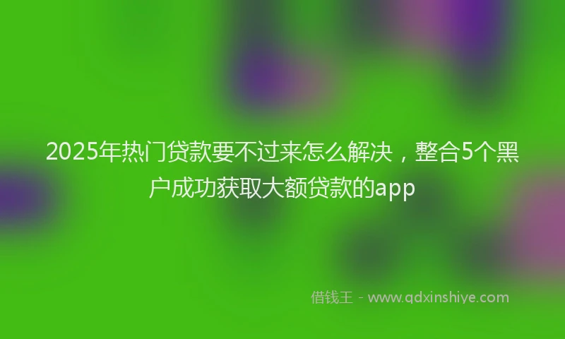 2025年热门贷款要不过来怎么解决，整合5个黑户成功获取大额贷款的app