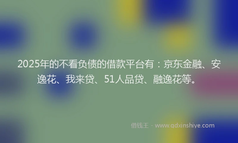 2025年的不看负债的借款平台有：京东金融、安逸花、我来贷、51人品贷、融逸花等。