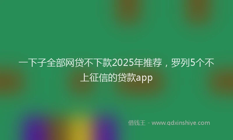 一下子全部网贷不下款2025年推荐，罗列5个不上征信的贷款app