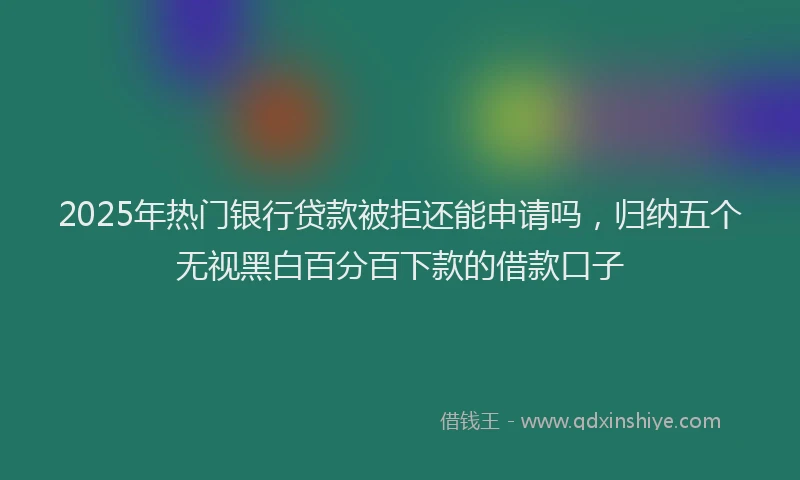 2025年热门银行贷款被拒还能申请吗，归纳五个无视黑白百分百下款的借款口子