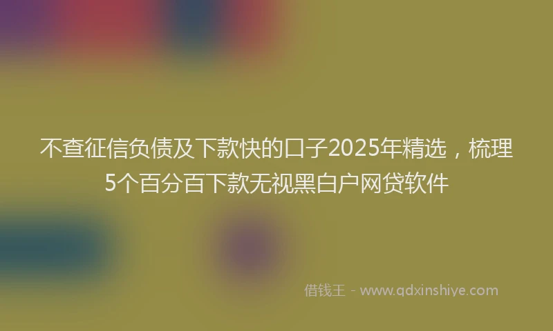 不查征信负债及下款快的口子2025年精选，梳理5个百分百下款无视黑白户网贷软件