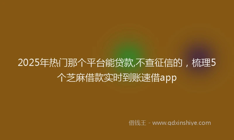 2025年热门那个平台能贷款,不查征信的，梳理5个芝麻借款实时到账速借app