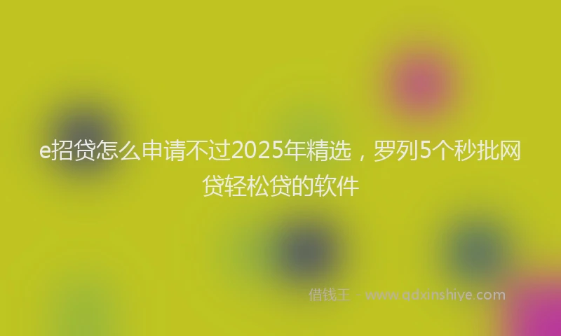 e招贷怎么申请不过2025年精选，罗列5个秒批网贷轻松贷的软件