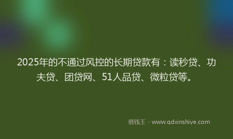 2025年的不通过风控的长期贷款有：读秒贷、功夫贷、团贷网、51人品贷、微粒贷等。