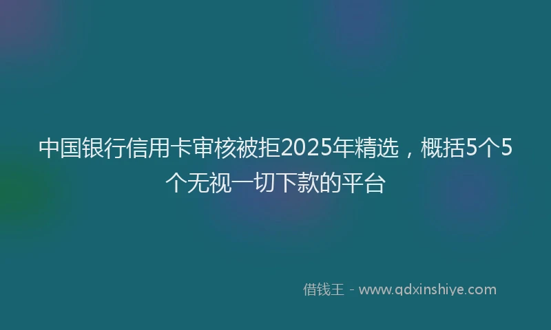 中国银行信用卡审核被拒2025年精选，概括5个5个无视一切下款的平台