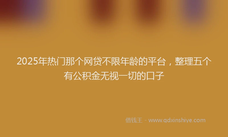 2025年热门那个网贷不限年龄的平台，整理五个有公积金无视一切的口子