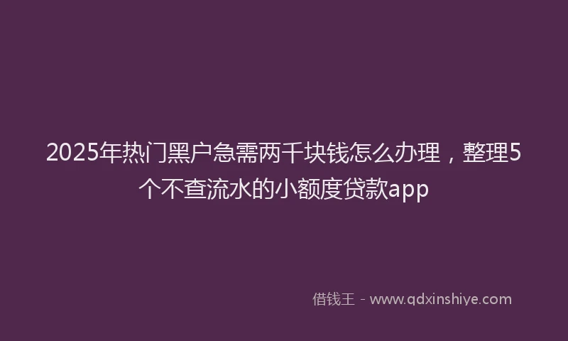 2025年热门黑户急需两千块钱怎么办理，整理5个不查流水的小额度贷款app
