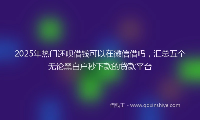 2025年热门还呗借钱可以在微信借吗，汇总五个无论黑白户秒下款的贷款平台