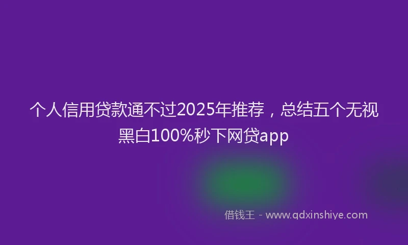 个人信用贷款通不过2025年推荐，总结五个无视黑白100%秒下网贷app