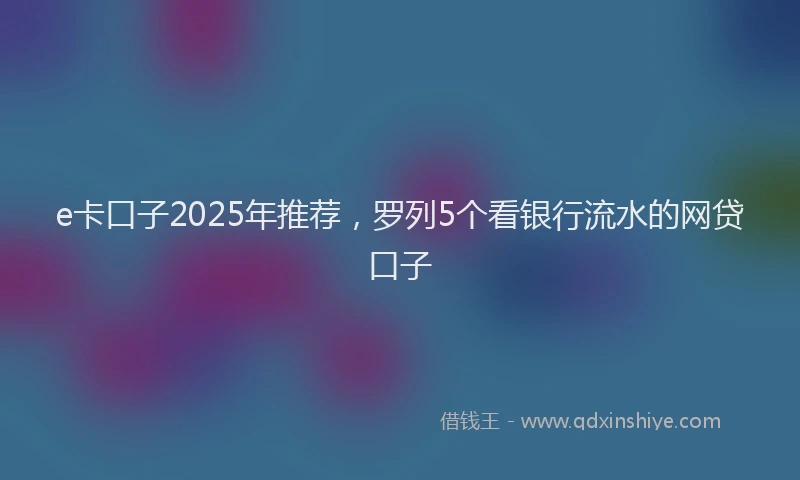 e卡口子2025年推荐，罗列5个看银行流水的网贷口子