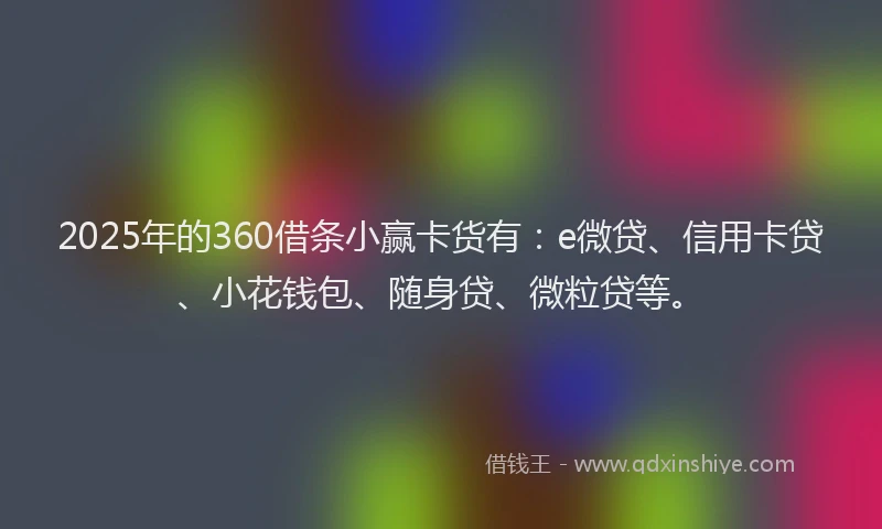 2025年的360借条小赢卡货有：e微贷、信用卡贷、小花钱包、随身贷、微粒贷等。
