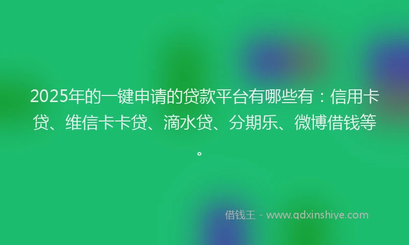 2025年的一键申请的贷款平台有哪些有：信用卡贷、维信卡卡贷、滴水贷、分期乐、微博借钱等。