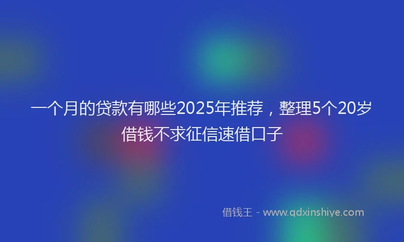 一个月的贷款有哪些2025年推荐，整理5个20岁借钱不求征信速借口子