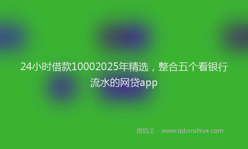 24小时借款10002025年精选，整合五个看银行流水的网贷app