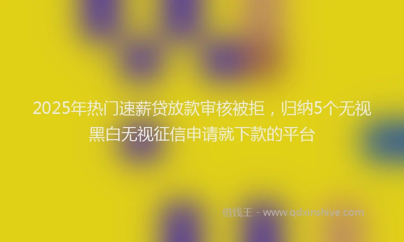 2025年热门速薪贷放款审核被拒，归纳5个无视黑白无视征信申请就下款的平台