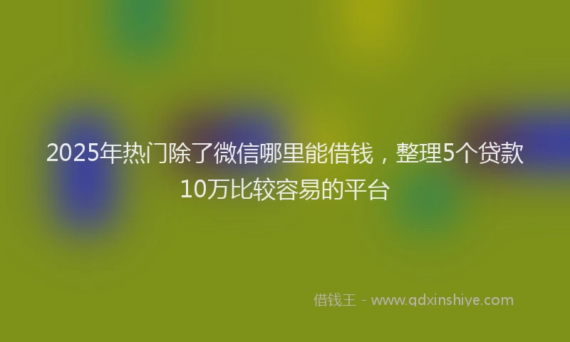 2025年热门除了微信哪里能借钱，整理5个贷款10万比较容易的平台