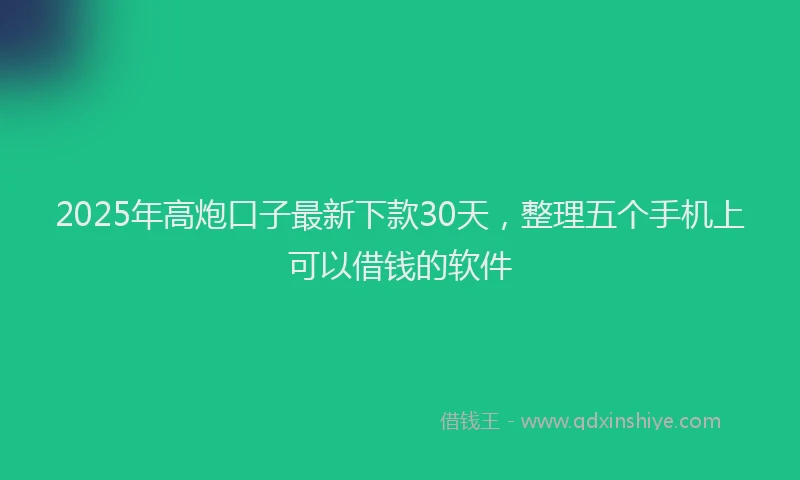 2025年高炮口子最新下款30天，整理五个手机上可以借钱的软件