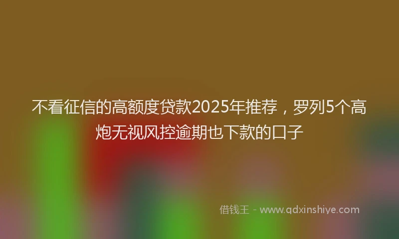 不看征信的高额度贷款2025年推荐，罗列5个高炮无视风控逾期也下款的口子
