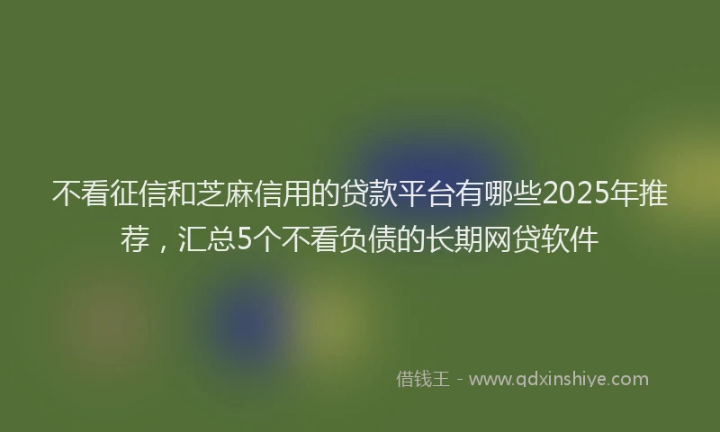 不看征信和芝麻信用的贷款平台有哪些2025年推荐，汇总5个不看负债的长期网贷软件