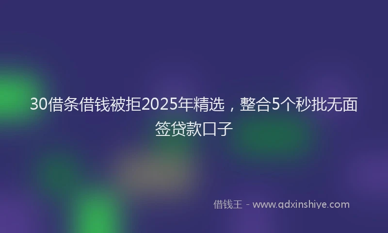 30借条借钱被拒2025年精选，整合5个秒批无面签贷款口子