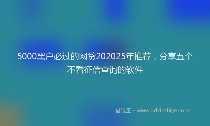5000黑户必过的网贷202025年推荐，分享五个不看征信查询的软件