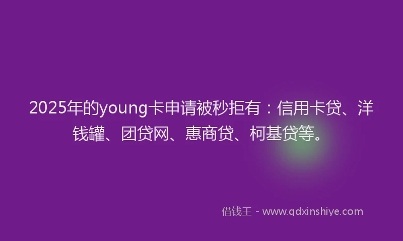 2025年的young卡申请被秒拒有：信用卡贷、洋钱罐、团贷网、惠商贷、柯基贷等。