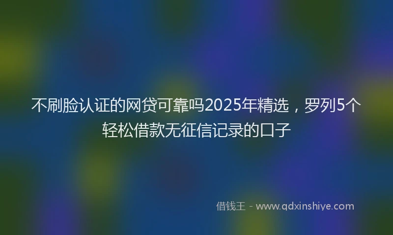 不刷脸认证的网贷可靠吗2025年精选，罗列5个轻松借款无征信记录的口子