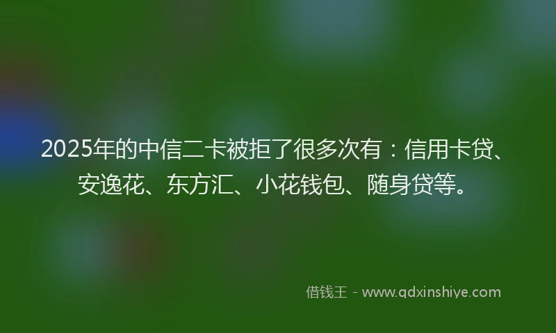 2025年的中信二卡被拒了很多次有：信用卡贷、安逸花、东方汇、小花钱包、随身贷等。