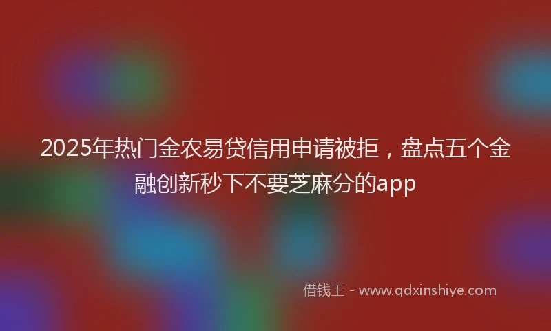 2025年热门金农易贷信用申请被拒，盘点五个金融创新秒下不要芝麻分的app