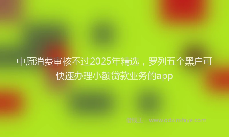 中原消费审核不过2025年精选，罗列五个黑户可快速办理小额贷款业务的app