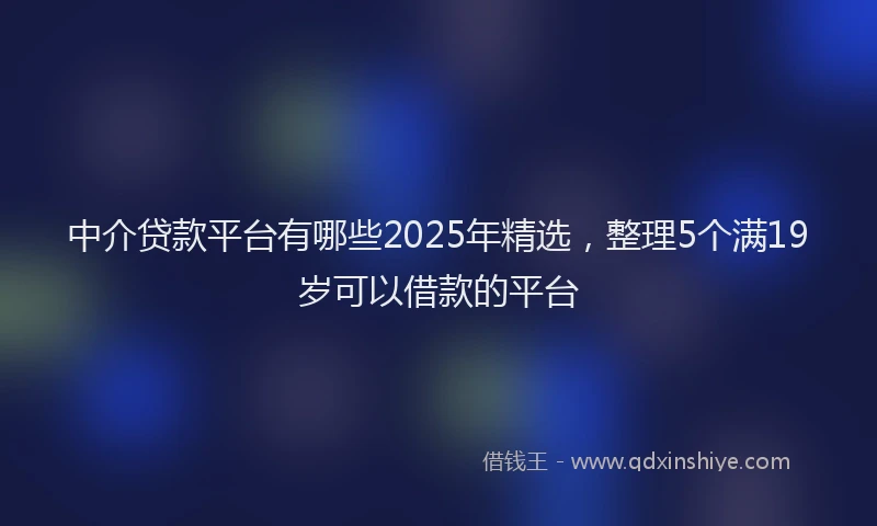 中介贷款平台有哪些2025年精选，整理5个满19岁可以借款的平台