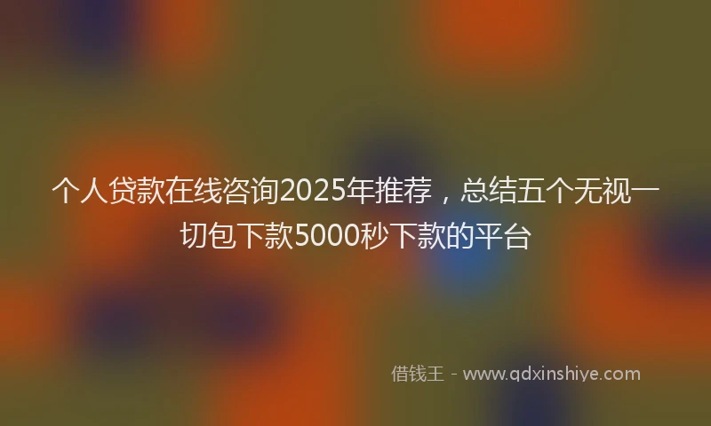 个人贷款在线咨询2025年推荐，总结五个无视一切包下款5000秒下款的平台